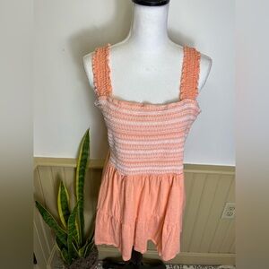 Torrid 4 Plus Smocked Babydoll Blouse Peach Ruffle Strap Cottagecore Festival